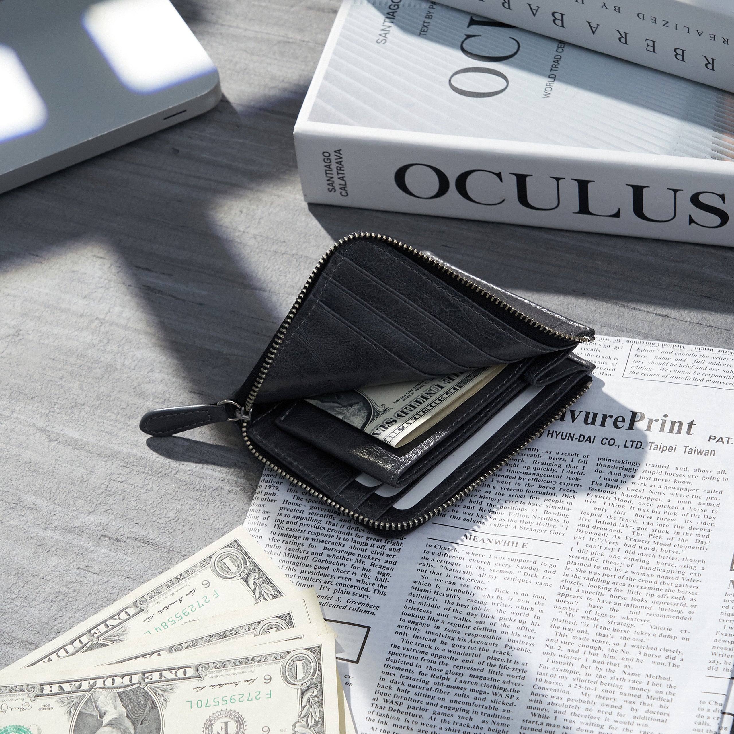 Alba L Zip Wallet | Crinkle Leather