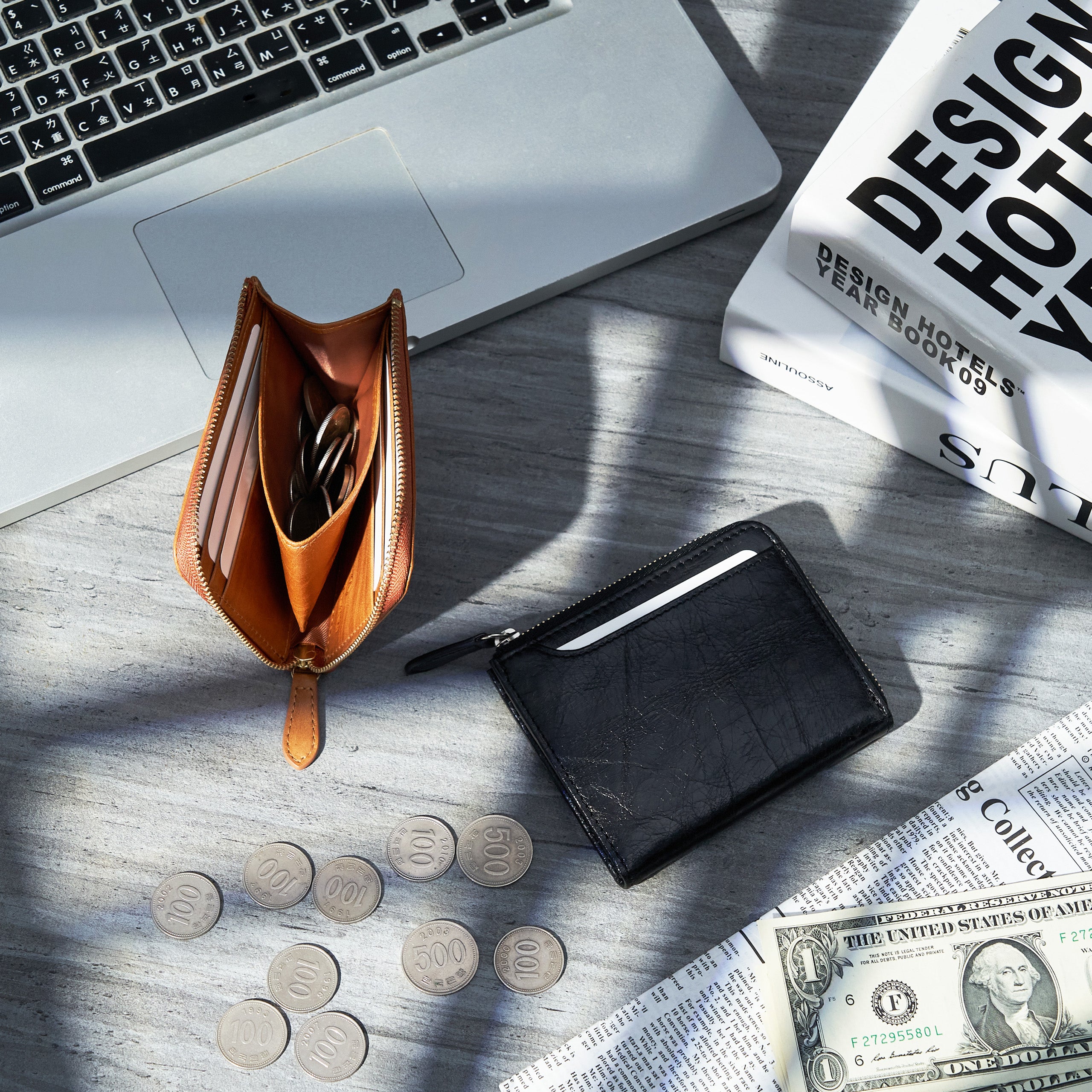 Alba L Zip Wallet | Crinkle Leather