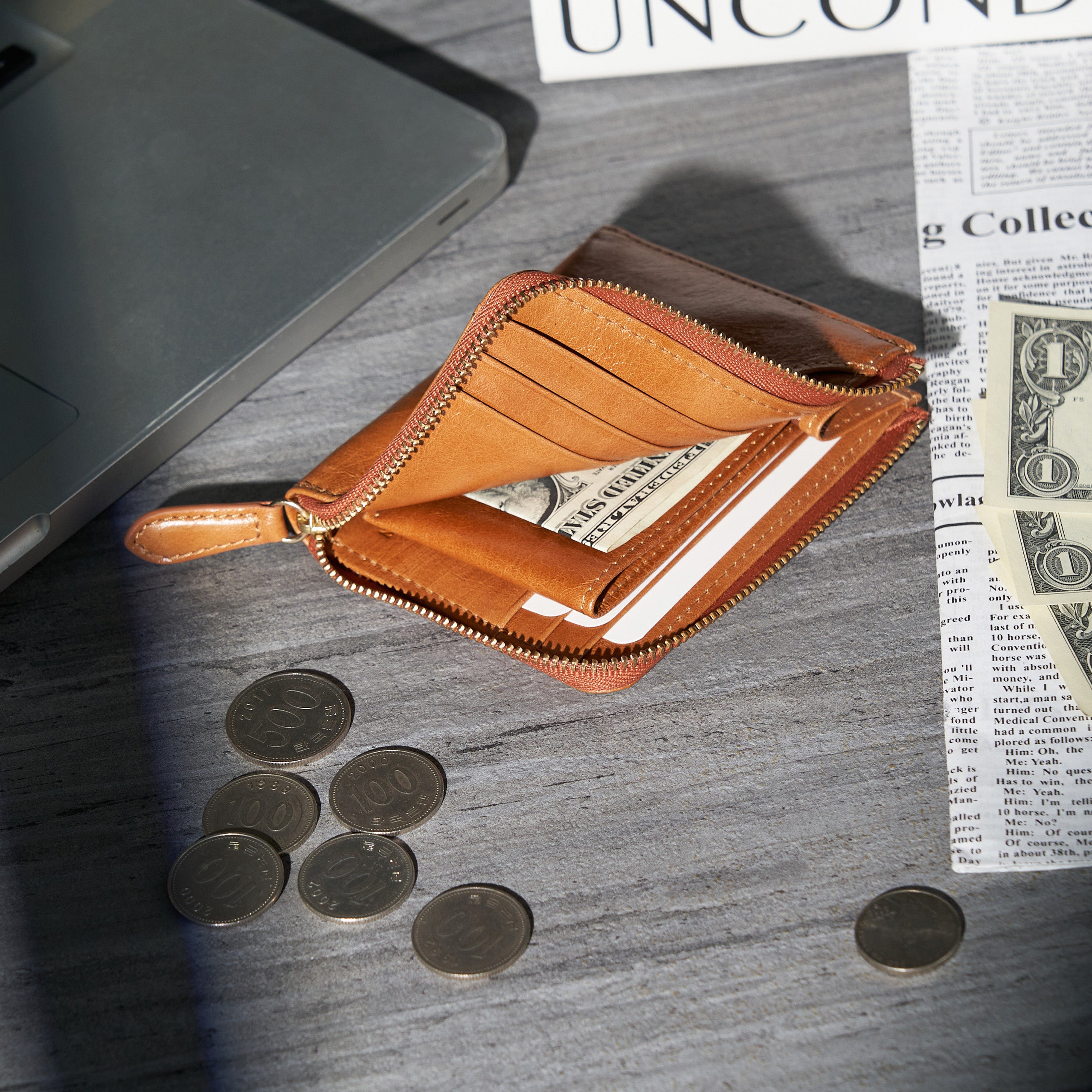 Alba L Zip Wallet | Crinkle Leather