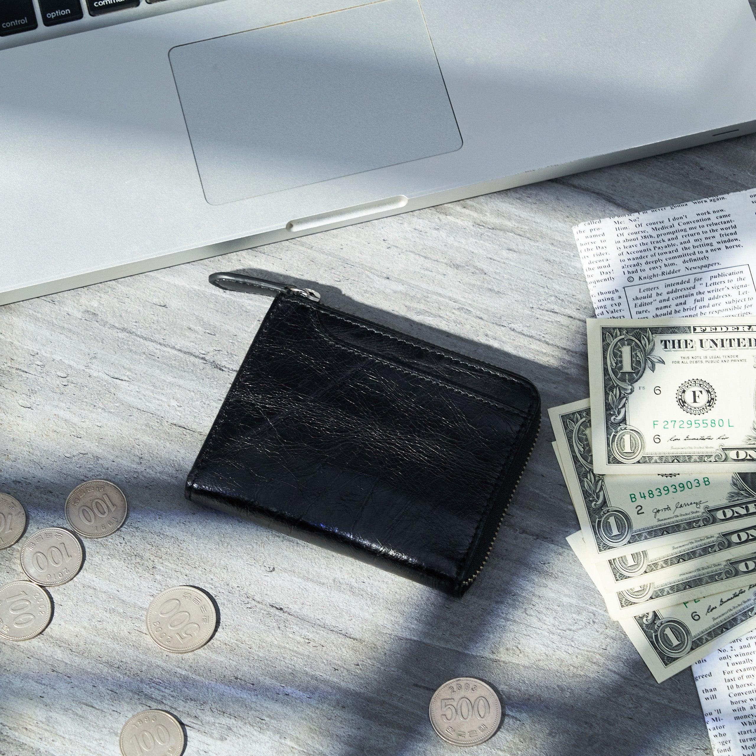 Alba L Zip Wallet | Crinkle Leather